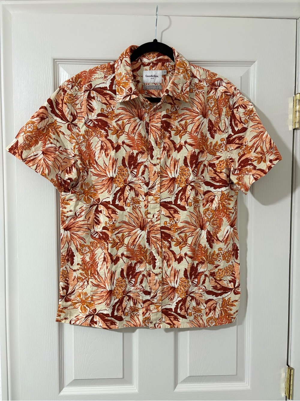 Goodfellow & Co Men’s Linen Blend Short Sleeve Shirt Floral Tropical Hawaiian M